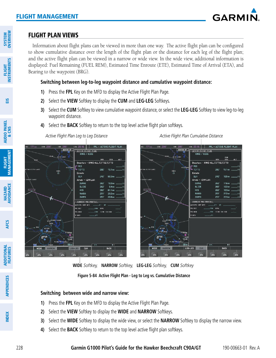 Flight plan views, Flight management | Garmin G1000 King Air C90GT User Manual | Page 242 / 586