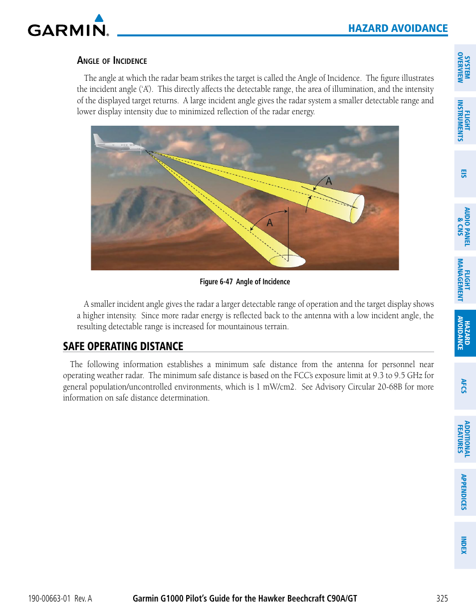 Safe operating distance, Hazard avoidance | Garmin G1000 King Air C90GT User Manual | Page 339 / 586