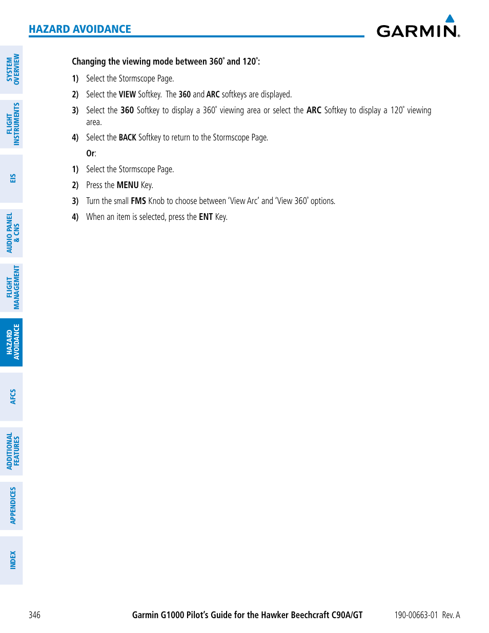 Hazard avoidance | Garmin G1000 King Air C90GT User Manual | Page 360 / 586