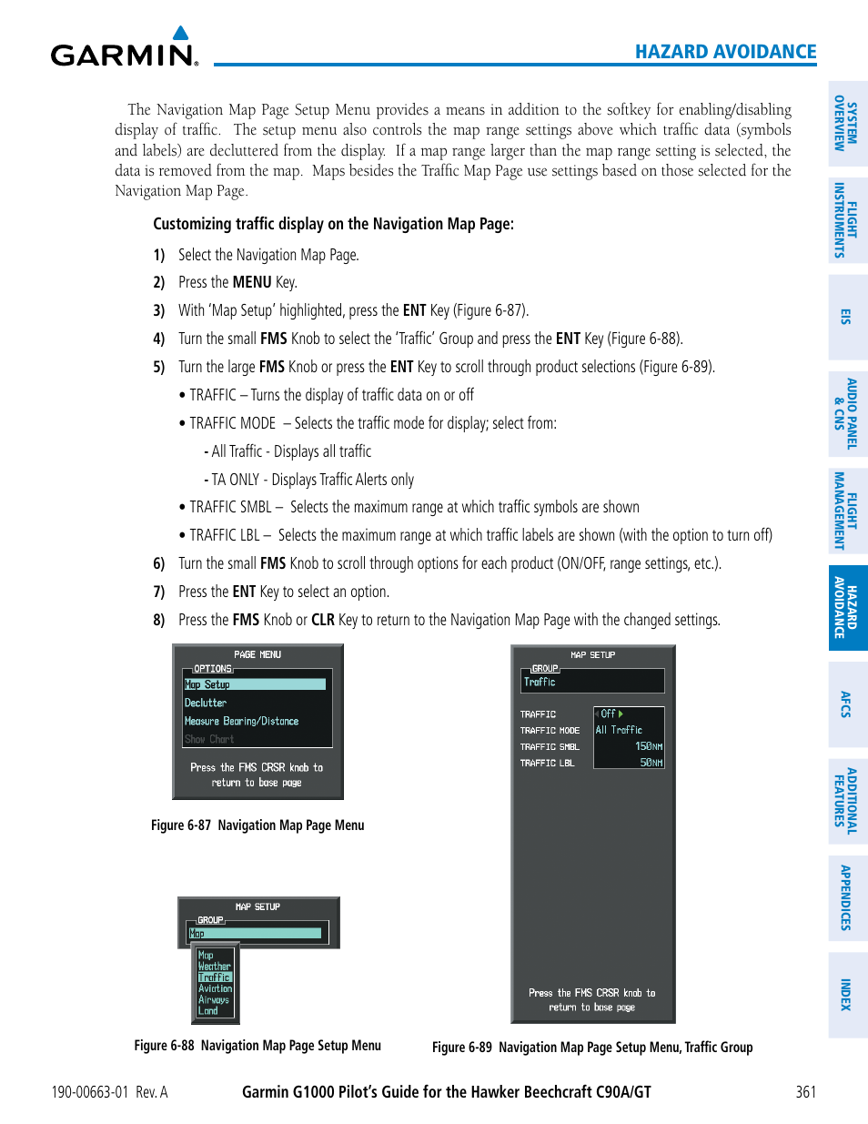 Hazard avoidance | Garmin G1000 King Air C90GT User Manual | Page 375 / 586