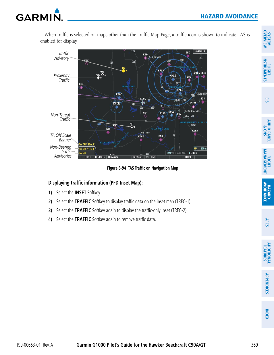 Hazard avoidance | Garmin G1000 King Air C90GT User Manual | Page 383 / 586