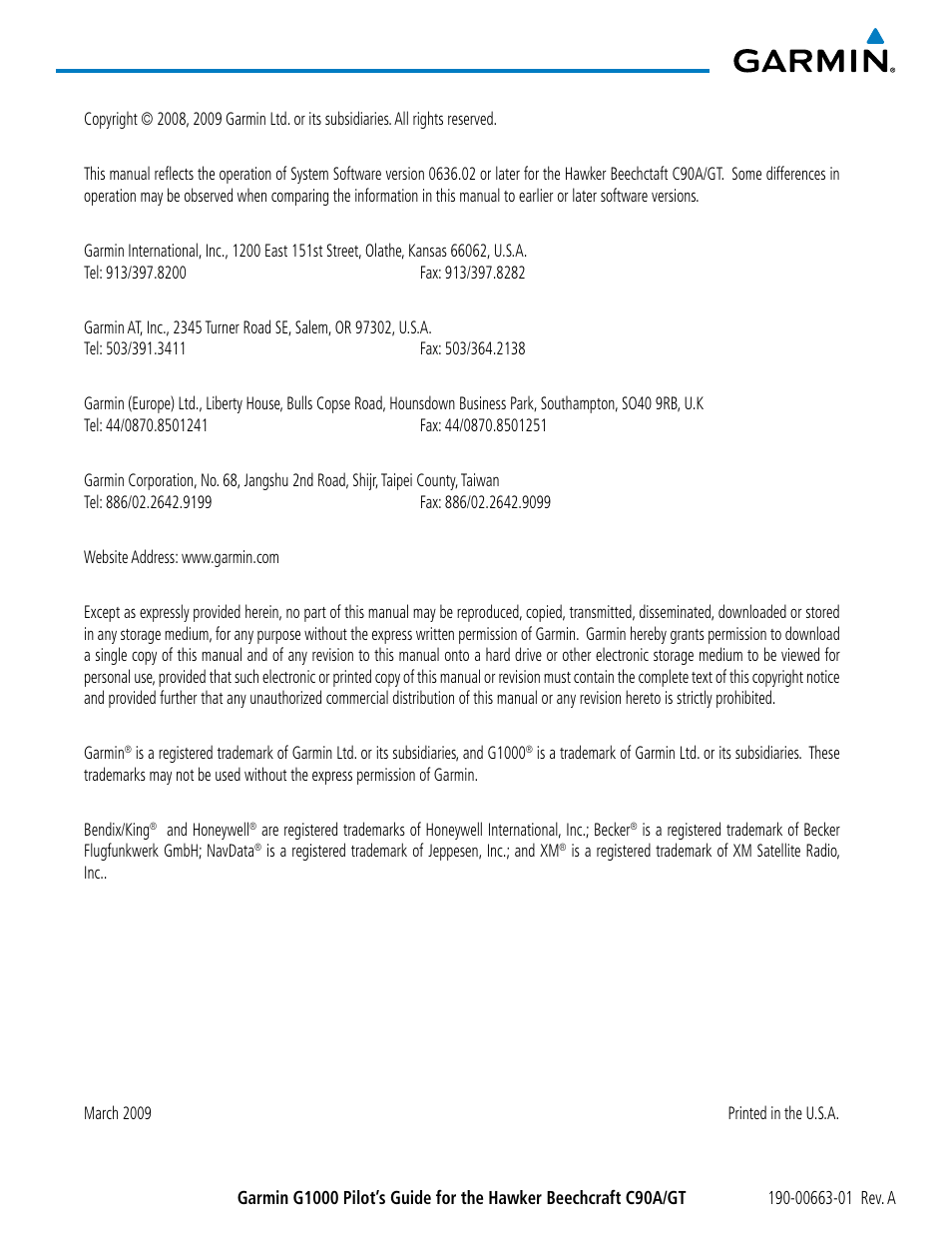 Garmin G1000 King Air C90GT User Manual | Page 4 / 586