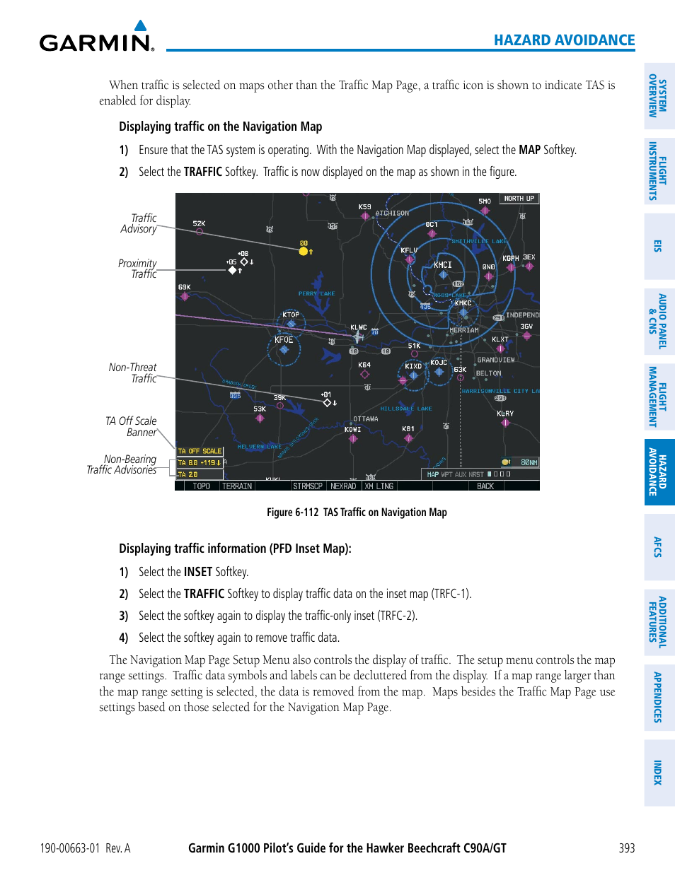 Hazard avoidance | Garmin G1000 King Air C90GT User Manual | Page 407 / 586