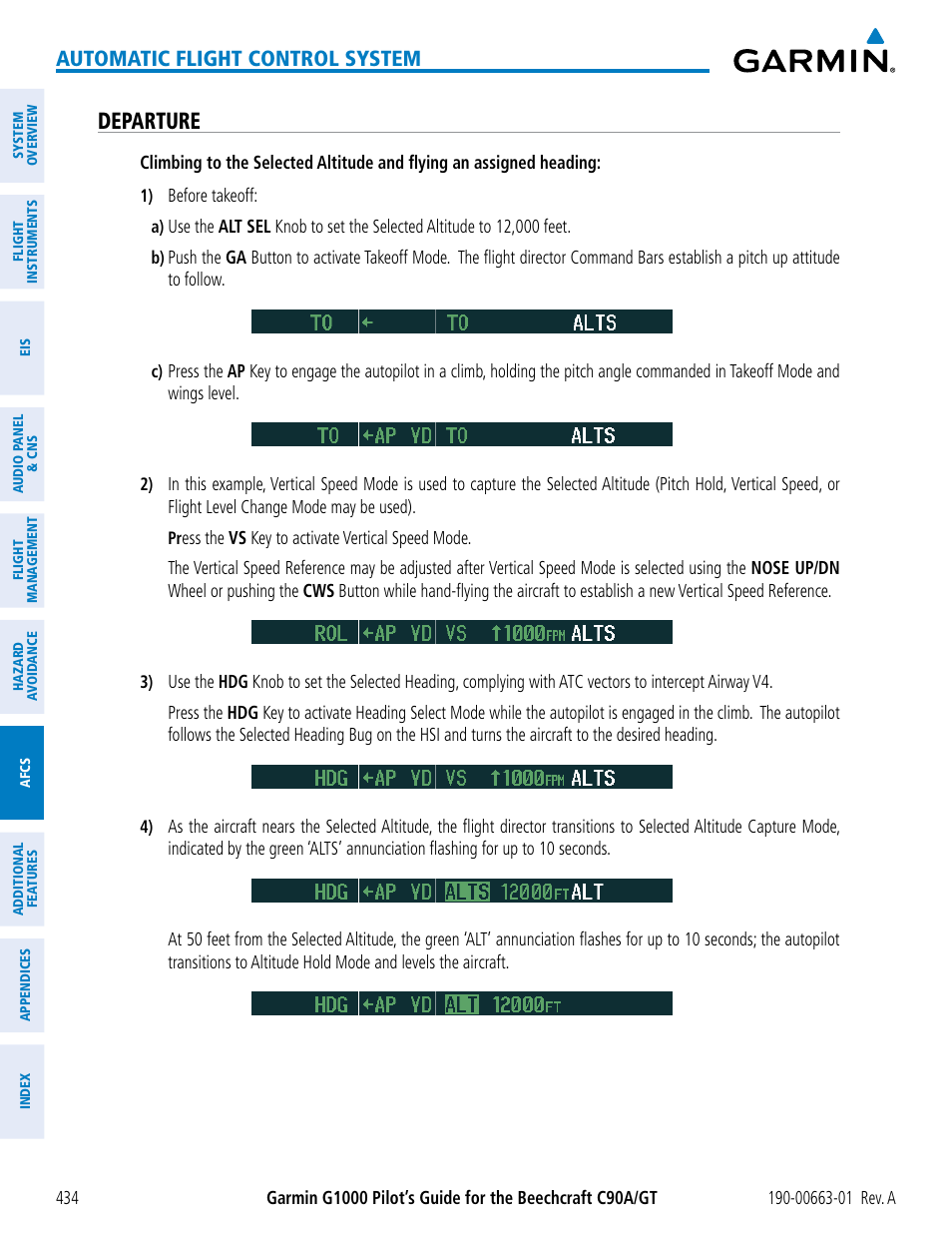 Departure, Automatic flight control system | Garmin G1000 King Air C90GT User Manual | Page 448 / 586