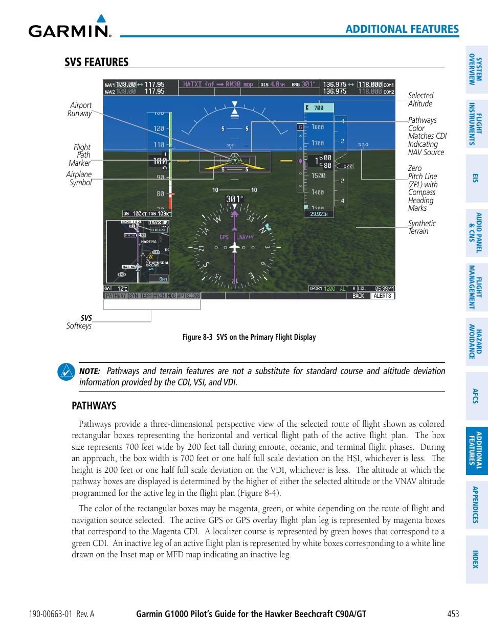 Svs features, Additional features, Pathways | Garmin G1000 King Air C90GT User Manual | Page 467 / 586