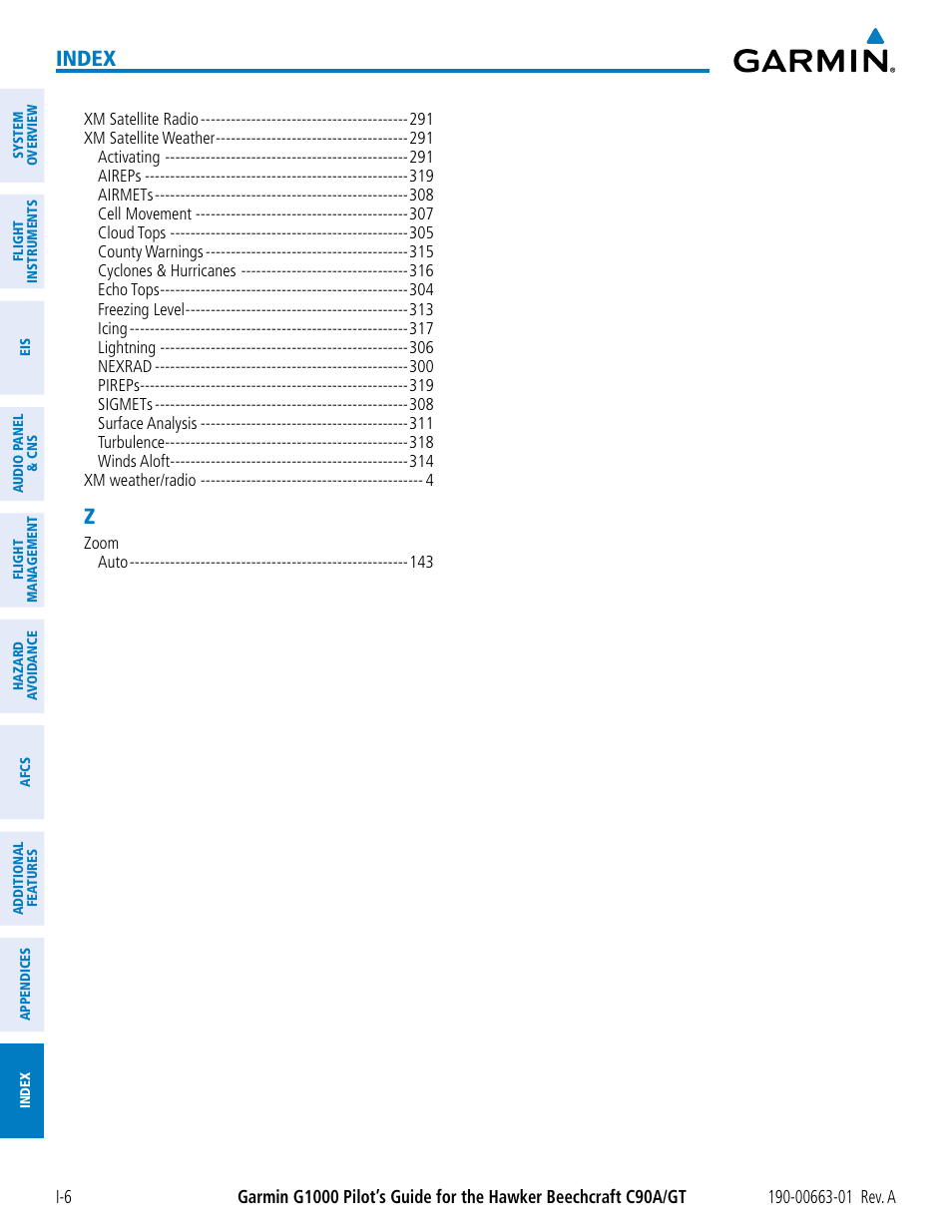 Index | Garmin G1000 King Air C90GT User Manual | Page 584 / 586