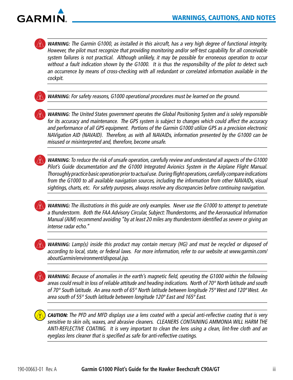 Garmin G1000 King Air C90GT User Manual | Page 7 / 586