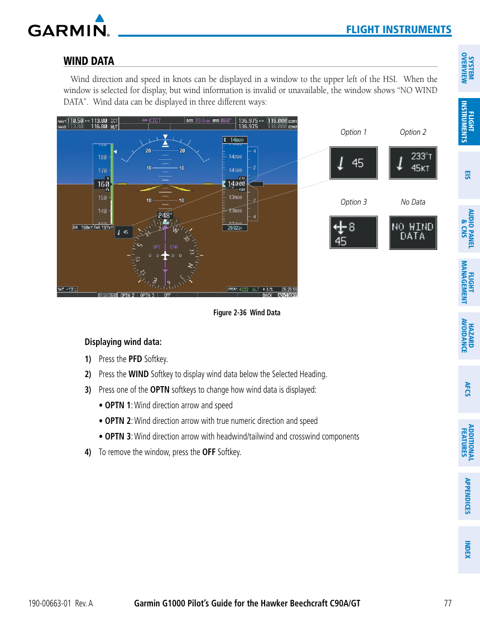 Wind data, Flight instruments | Garmin G1000 King Air C90GT User Manual | Page 91 / 586