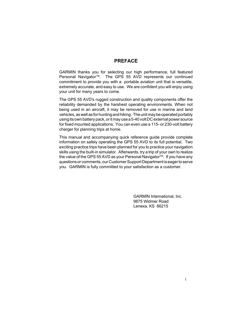 Preface | Garmin GPS 55AVD User Manual | Page 4 / 88