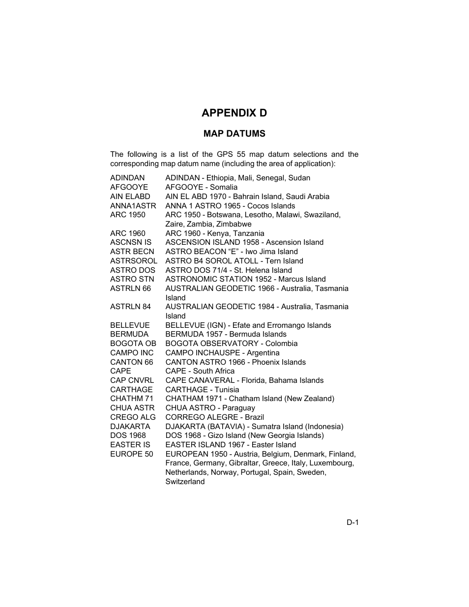 Appendix d | Garmin GPS 55AVD User Manual | Page 75 / 88