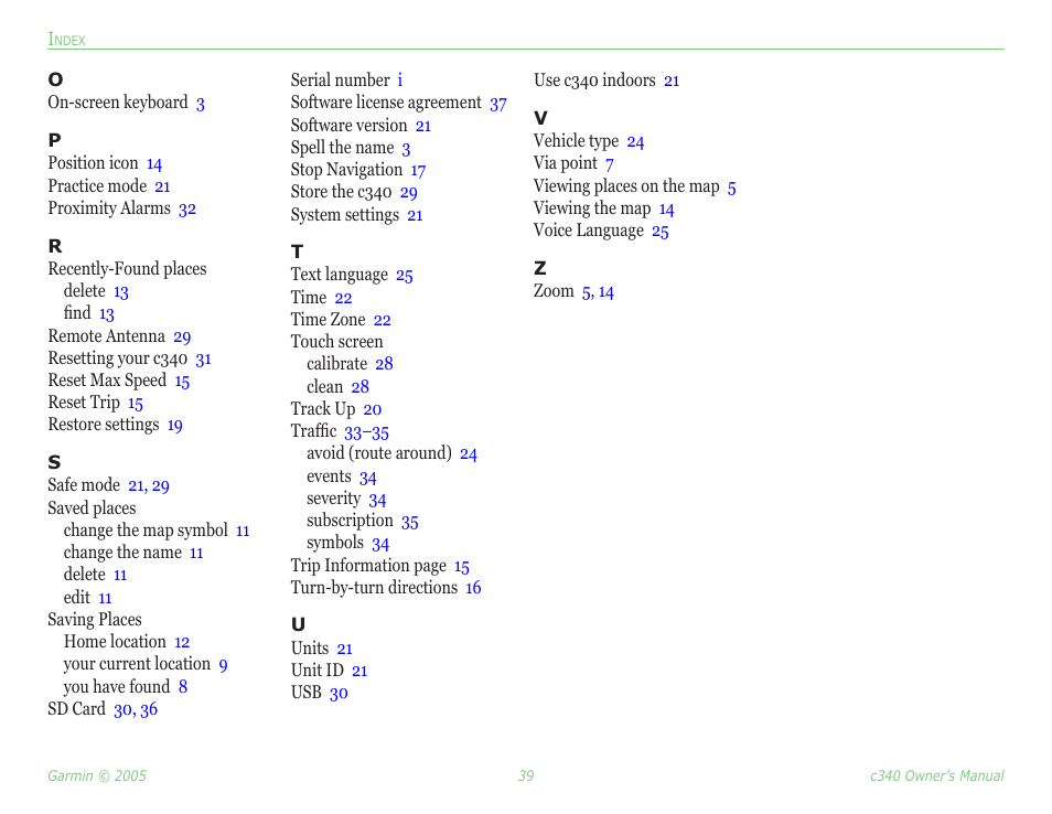 Garmin StreetPilot c340 User Manual | Page 43 / 44