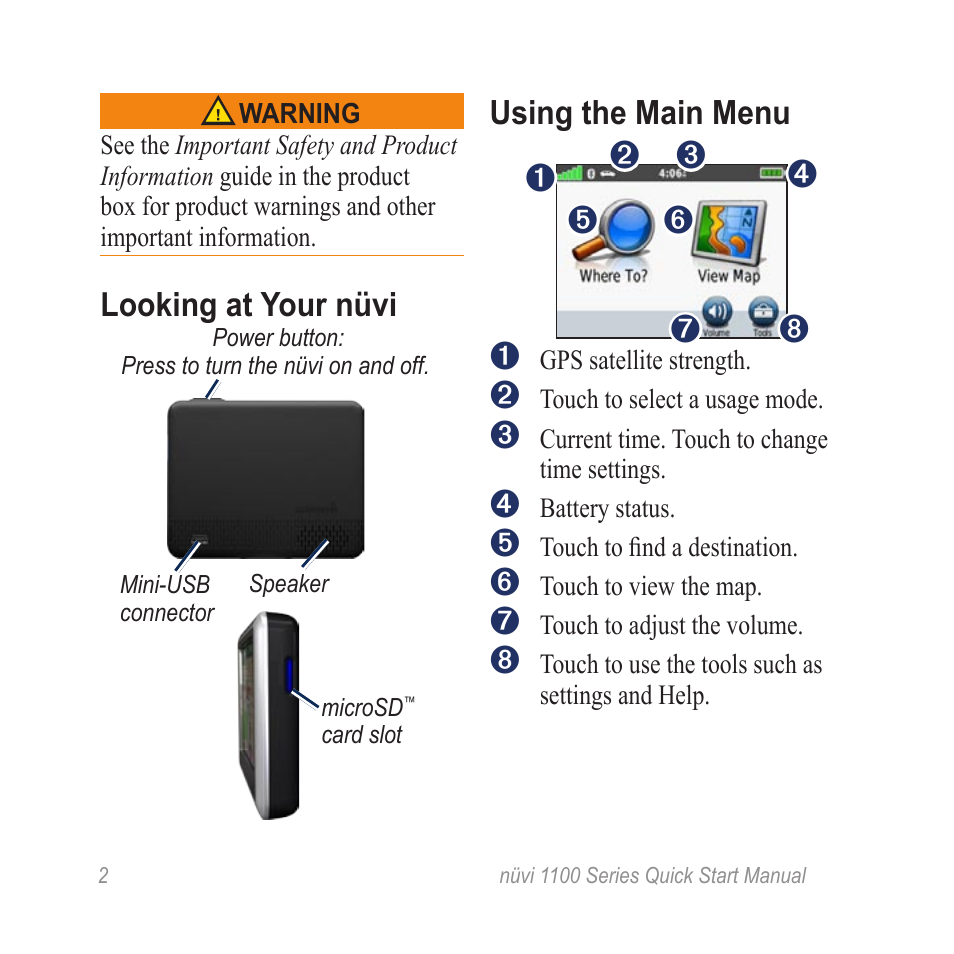 Garmin nuvi 1100LM User Manual | Page 2 / 8