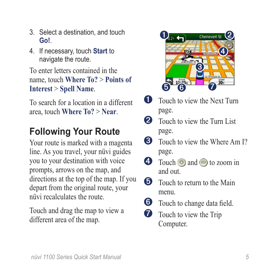 Following your route | Garmin nuvi 1100LM User Manual | Page 5 / 8