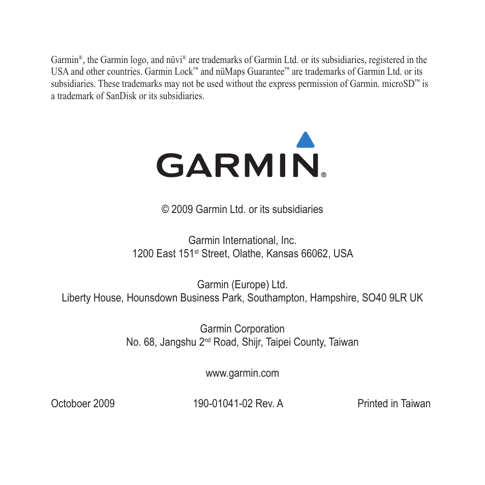 Garmin nuvi 1100LM User Manual | Page 8 / 8