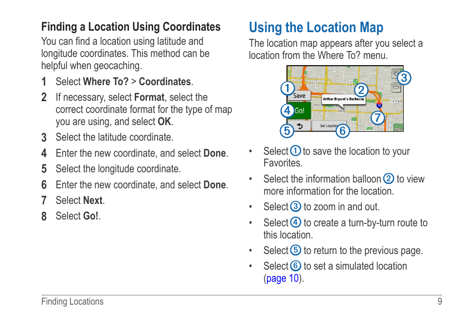 Using the location map, Using the map | Garmin nuvi 54LM User Manual | Page 13 / 32