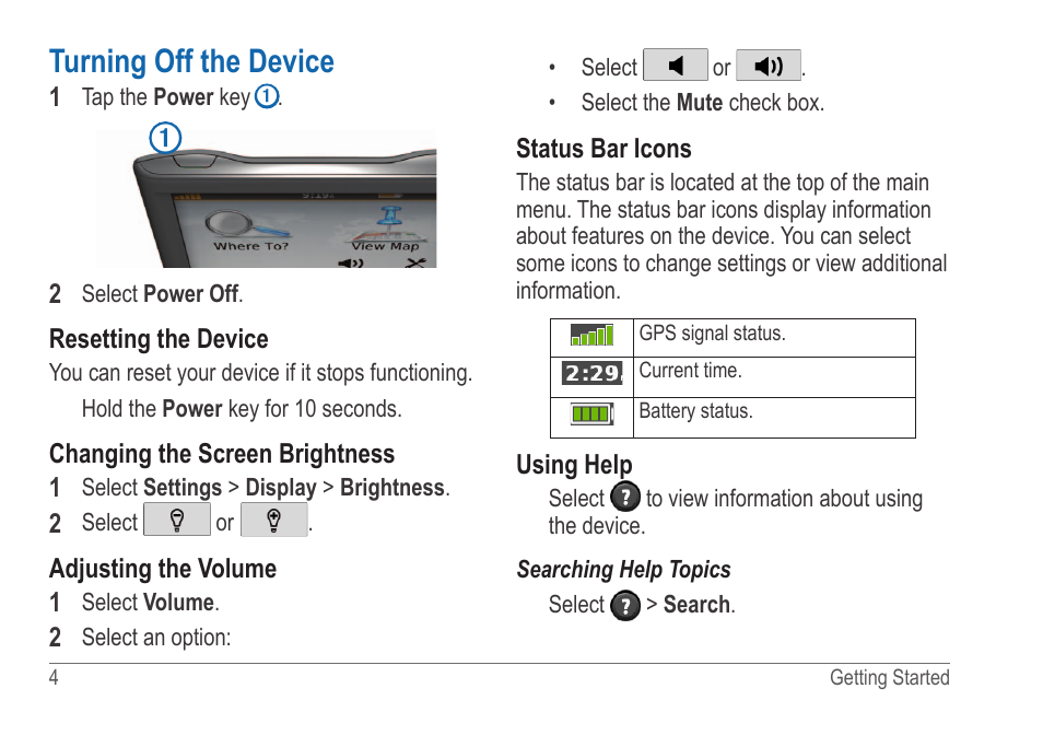 Turning off the device | Garmin nuvi 54LM User Manual | Page 8 / 32