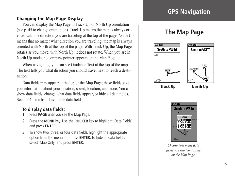 The map page, Gps navigation | Garmin GPS 60 User Manual | Page 19 / 90