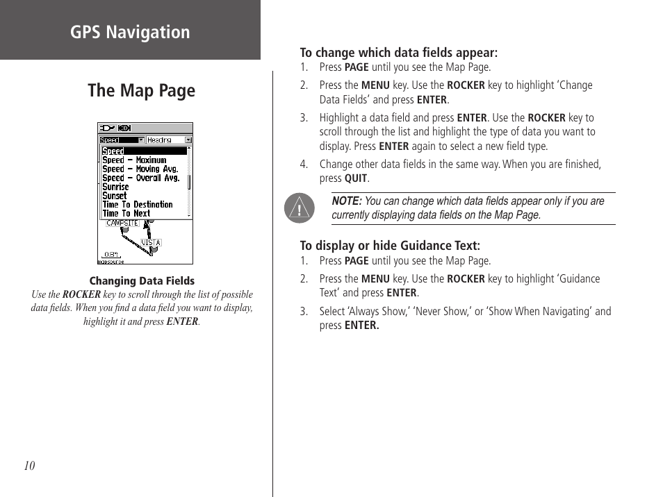 The map page, Gps navigation | Garmin GPS 60 User Manual | Page 20 / 90