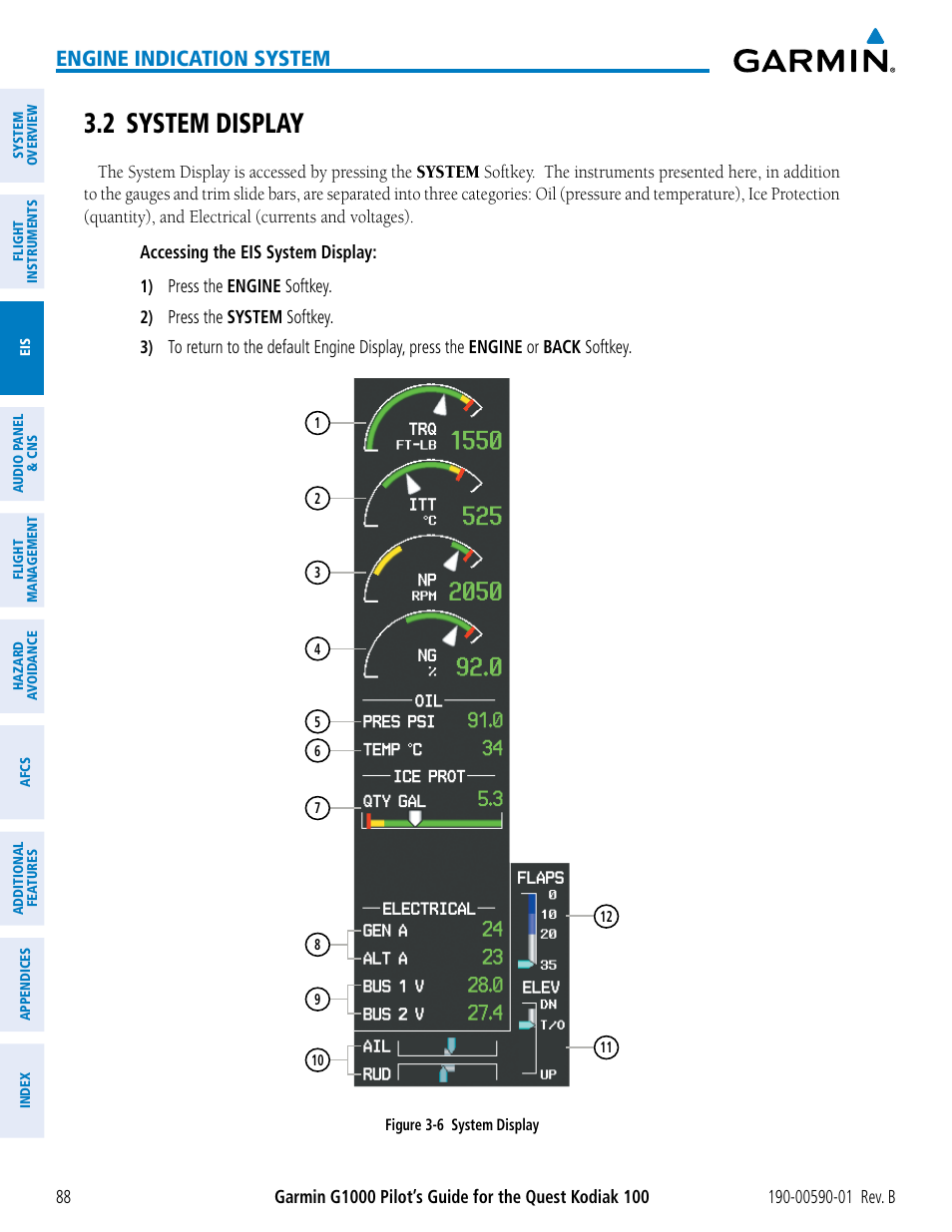2 system display, Engine indication system | Garmin G1000 Quest Kodiak User Manual | Page 100 / 476