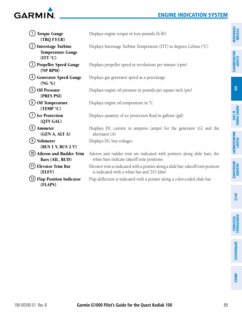 Engine indication system | Garmin G1000 Quest Kodiak User Manual | Page 101 / 476