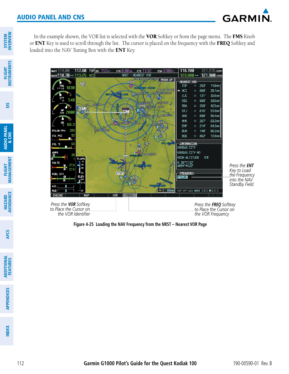 Audio panel and cns | Garmin G1000 Quest Kodiak User Manual | Page 124 / 476