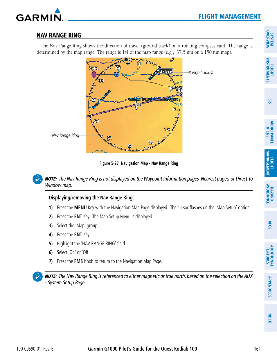 Nav range ring, Flight management | Garmin G1000 Quest Kodiak User Manual | Page 173 / 476
