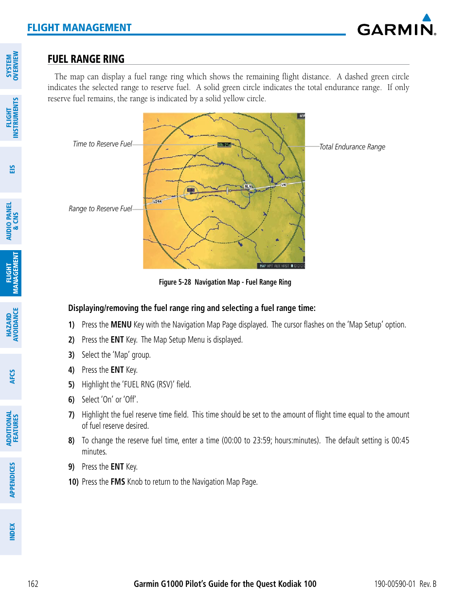 Fuel range ring, Flight management | Garmin G1000 Quest Kodiak User Manual | Page 174 / 476