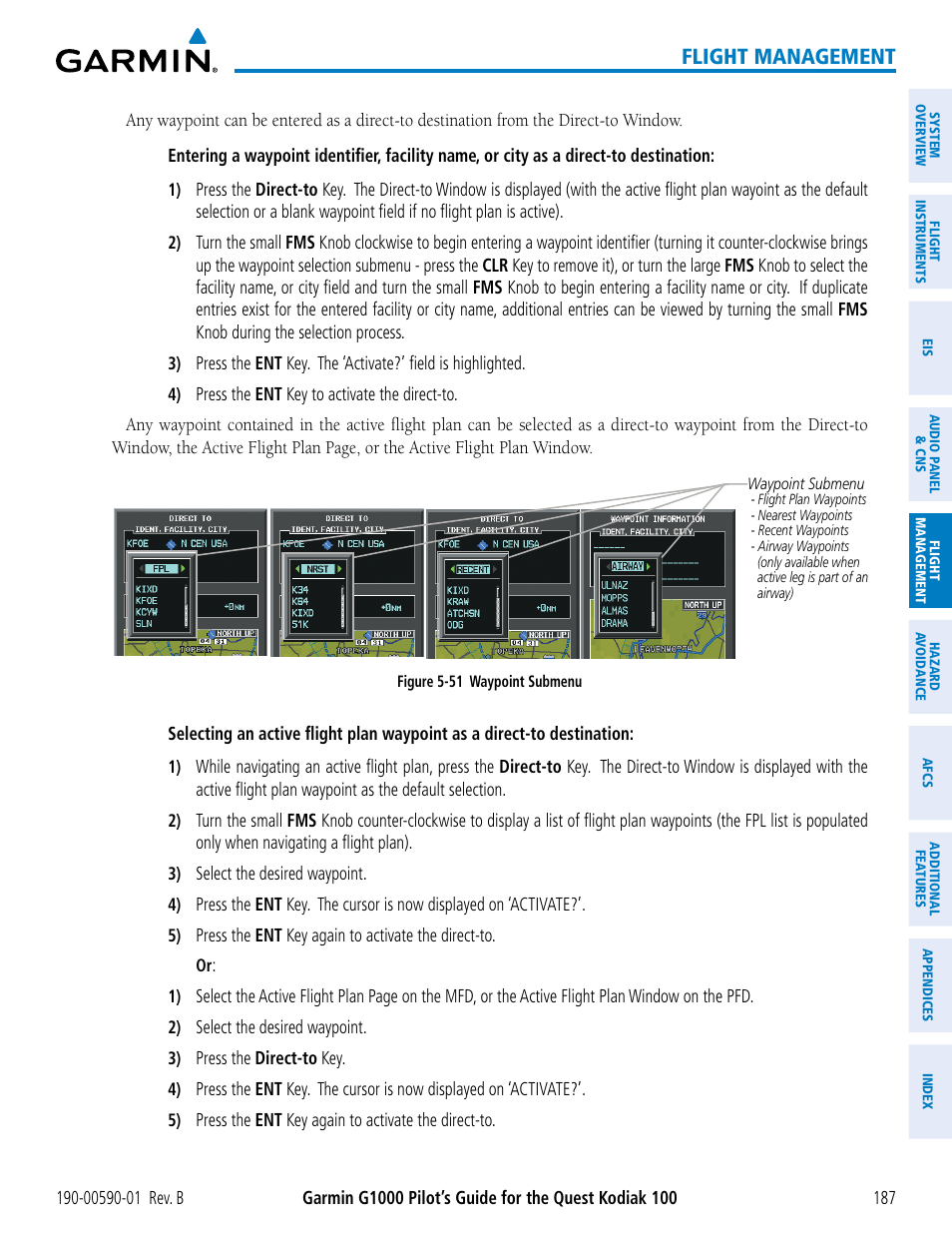 Flight management | Garmin G1000 Quest Kodiak User Manual | Page 199 / 476
