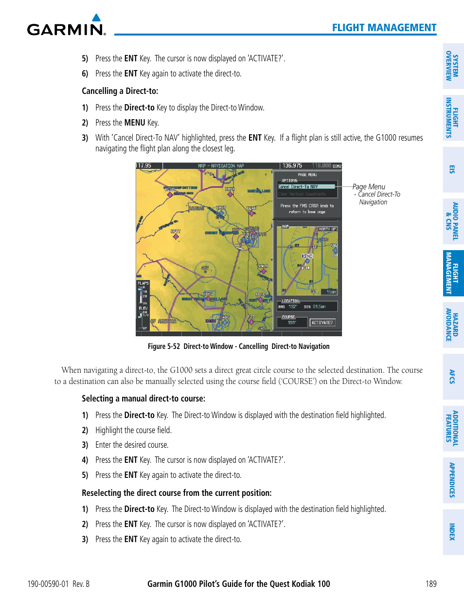 Flight management | Garmin G1000 Quest Kodiak User Manual | Page 201 / 476