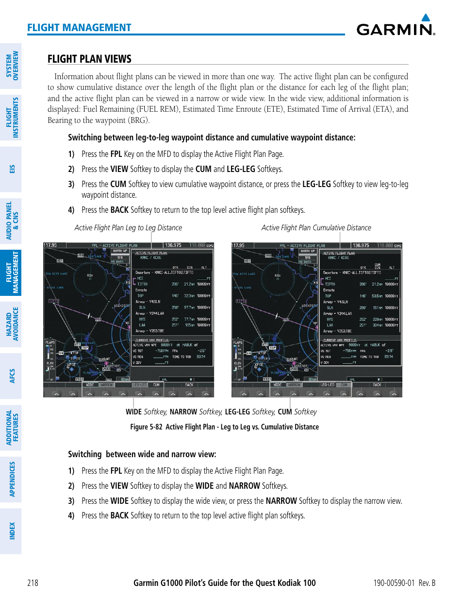 Flight plan views, Flight management | Garmin G1000 Quest Kodiak User Manual | Page 230 / 476