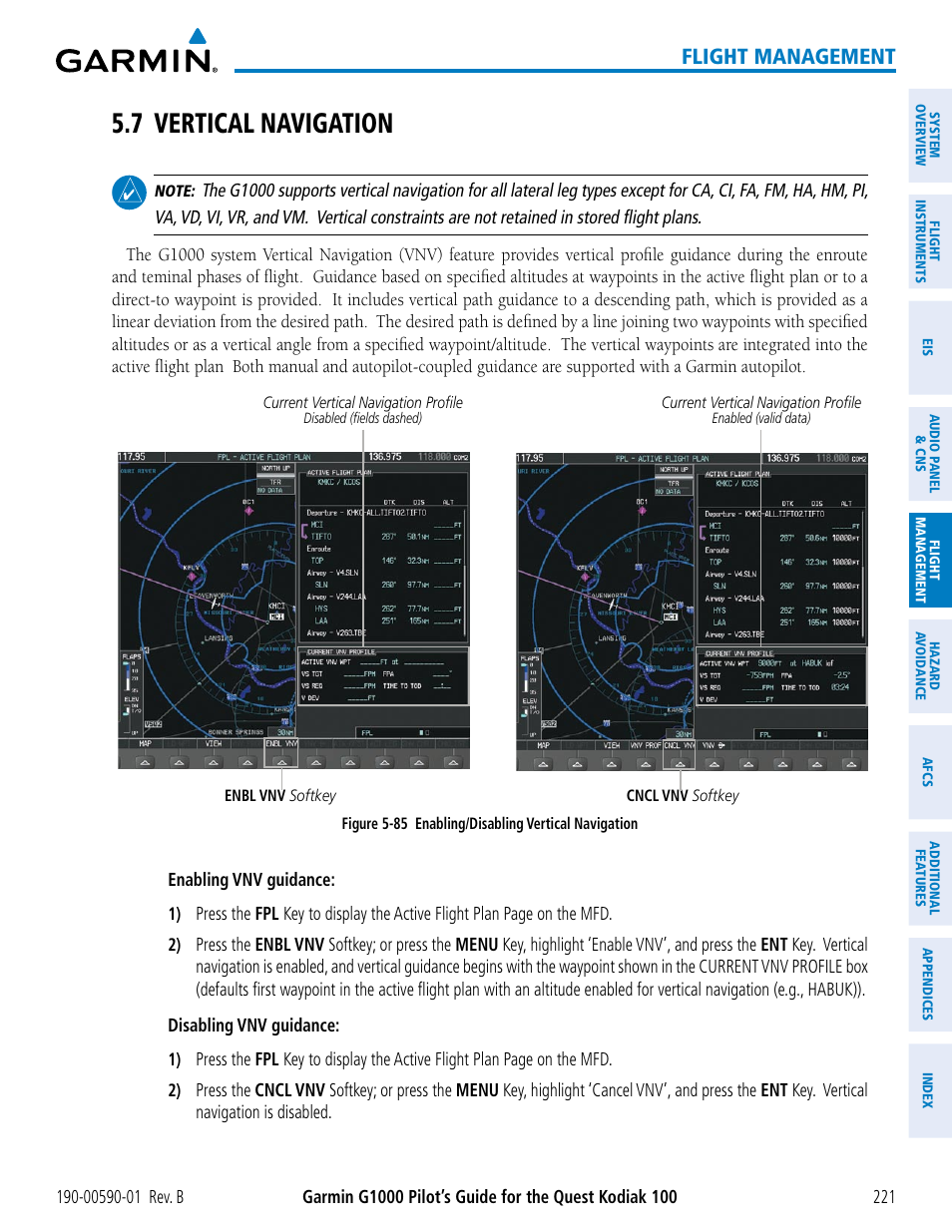 7 vertical navigation, Flight management | Garmin G1000 Quest Kodiak User Manual | Page 233 / 476