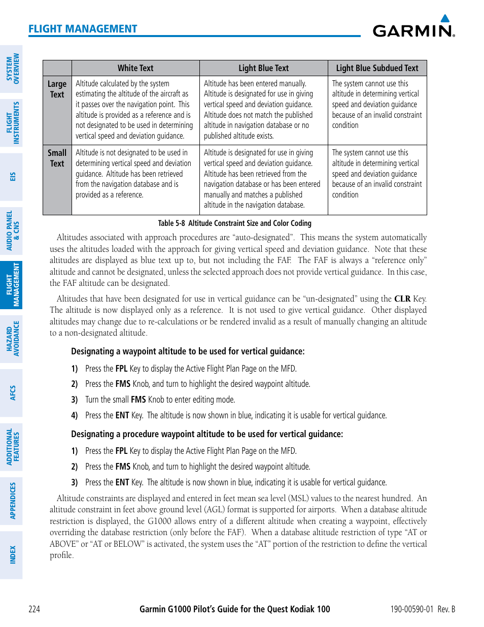 Flight management | Garmin G1000 Quest Kodiak User Manual | Page 236 / 476