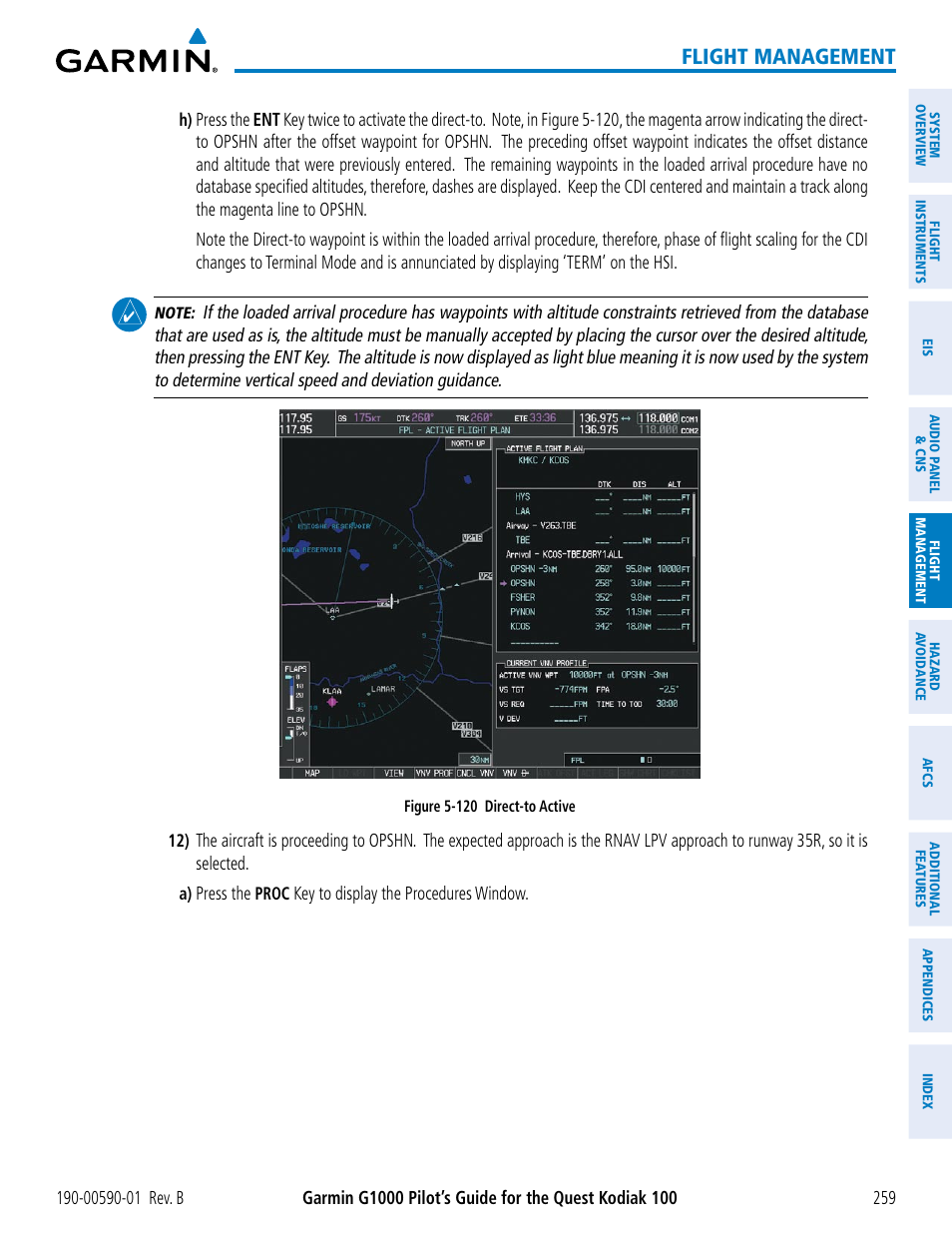 Flight management | Garmin G1000 Quest Kodiak User Manual | Page 271 / 476