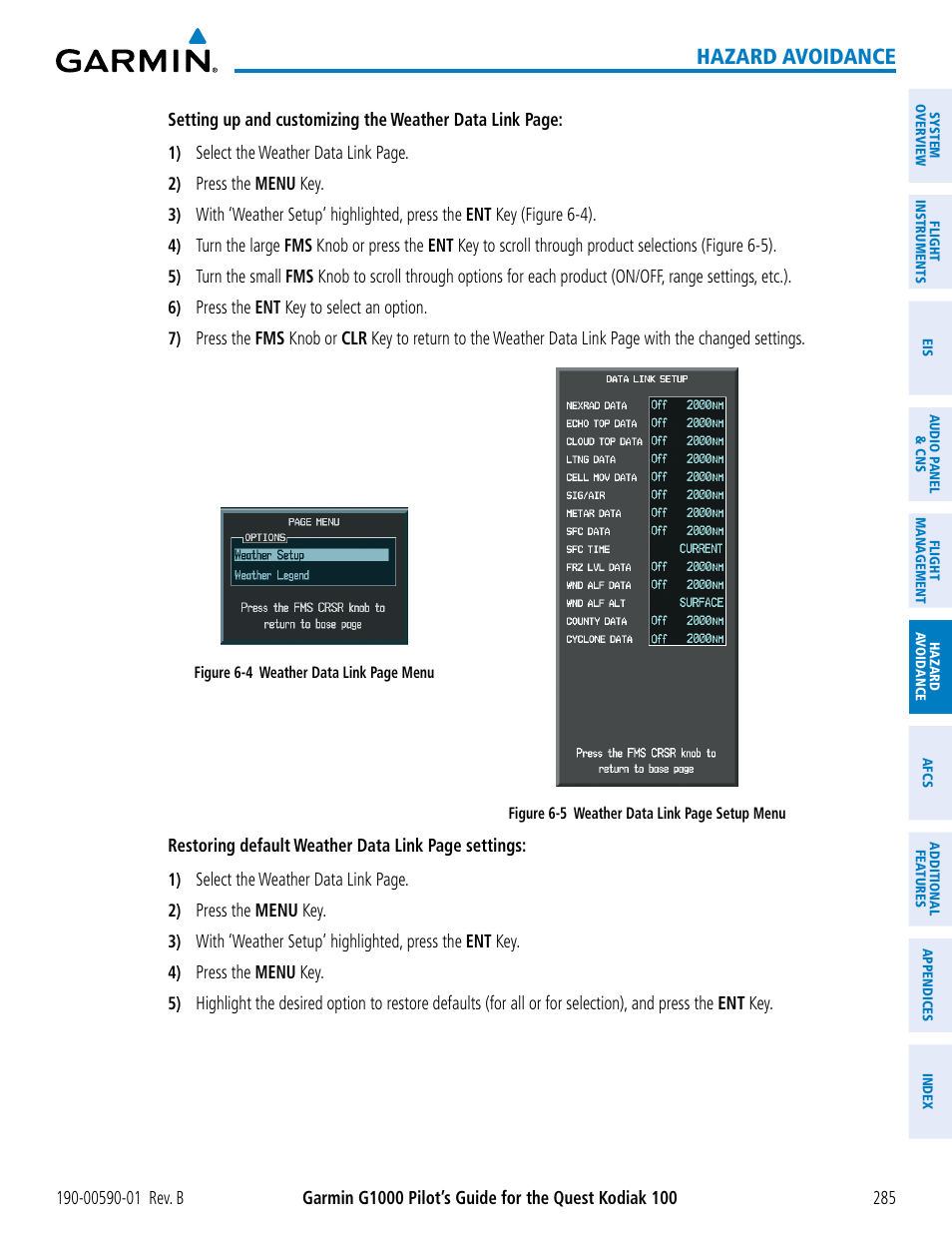 Hazard avoidance | Garmin G1000 Quest Kodiak User Manual | Page 297 / 476