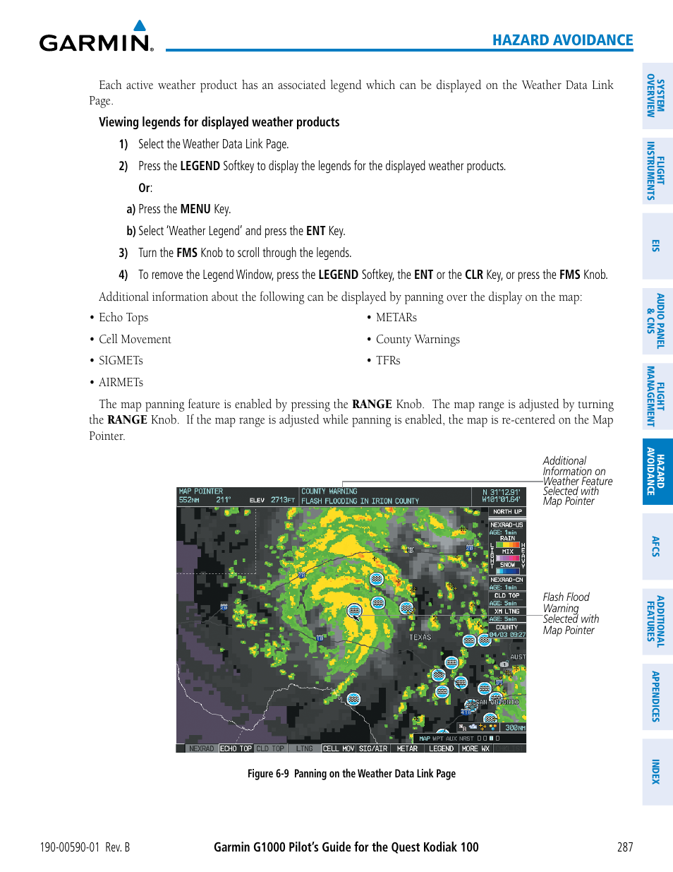 Hazard avoidance | Garmin G1000 Quest Kodiak User Manual | Page 299 / 476