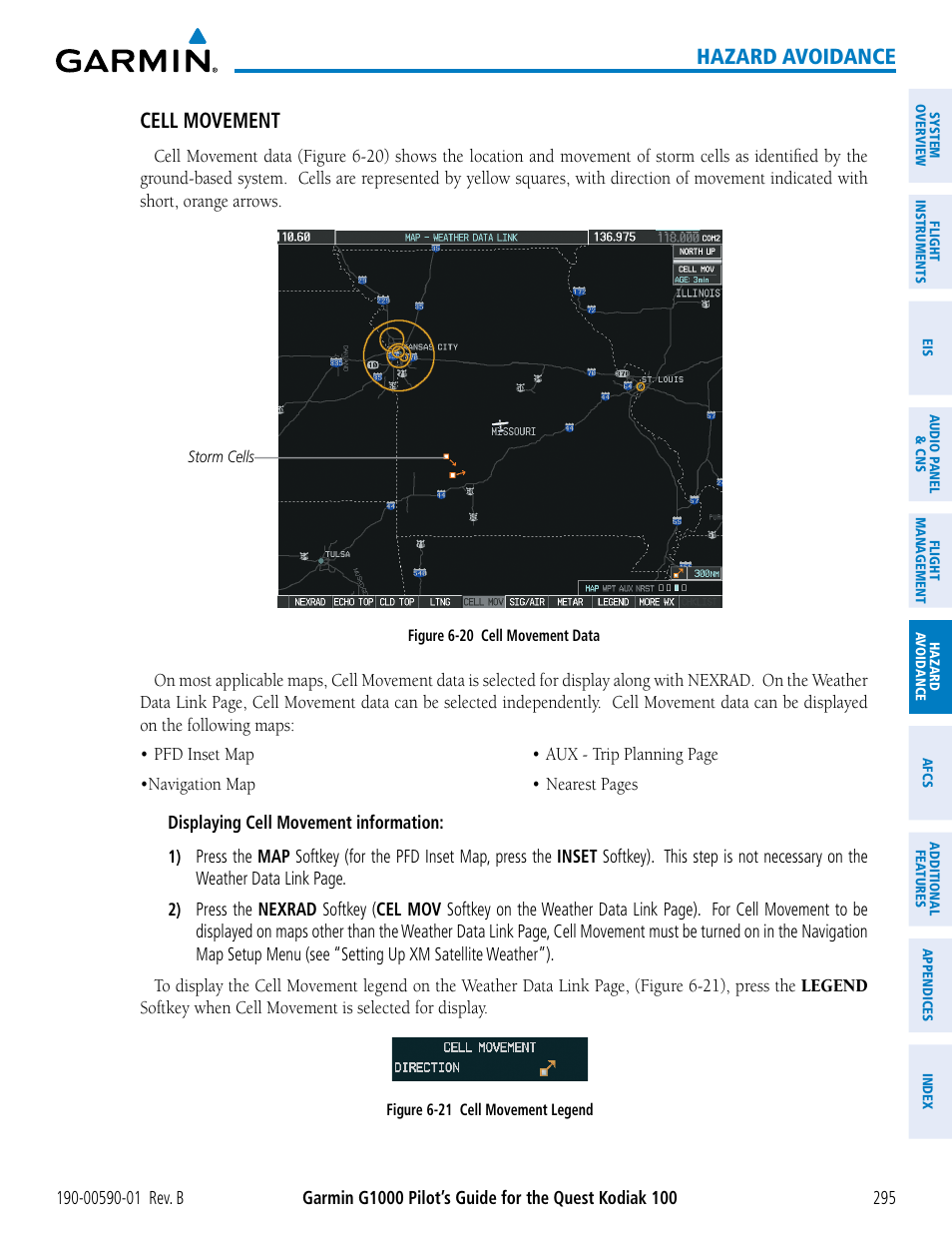 Hazard avoidance cell movement | Garmin G1000 Quest Kodiak User Manual | Page 307 / 476
