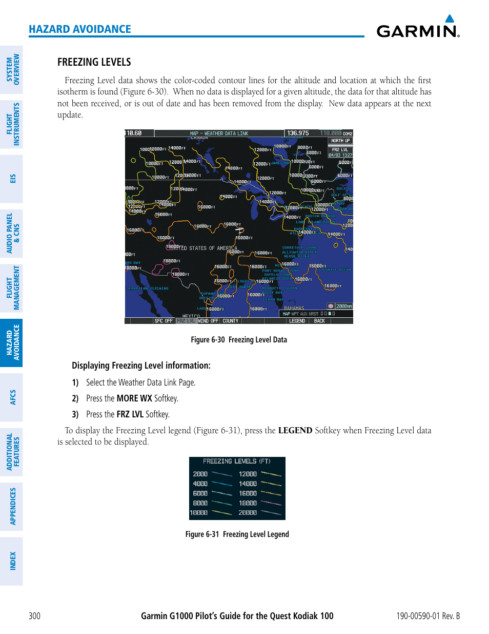 Hazard avoidance freezing levels | Garmin G1000 Quest Kodiak User Manual | Page 312 / 476