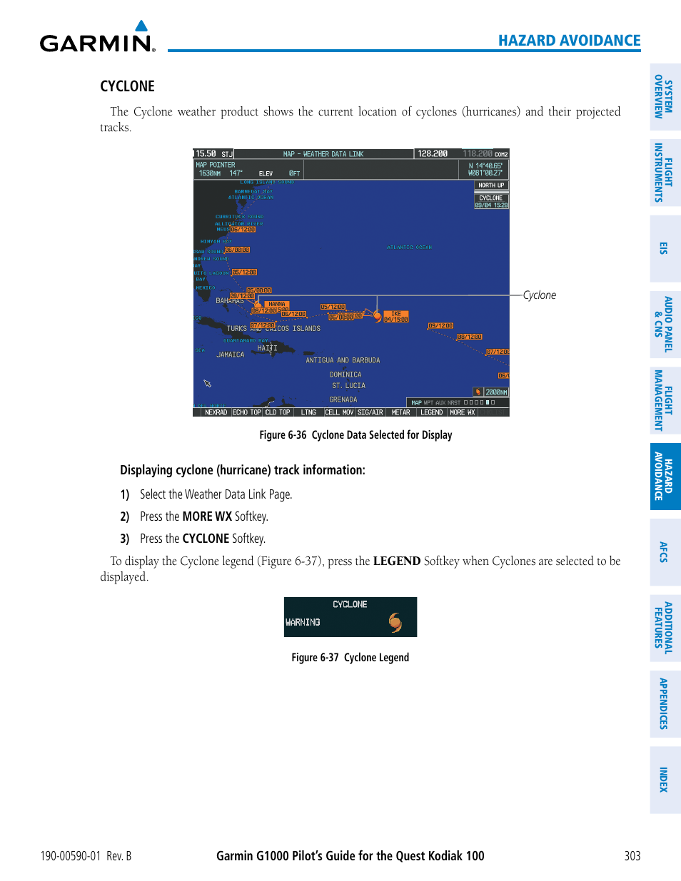 Hazard avoidance cyclone | Garmin G1000 Quest Kodiak User Manual | Page 315 / 476