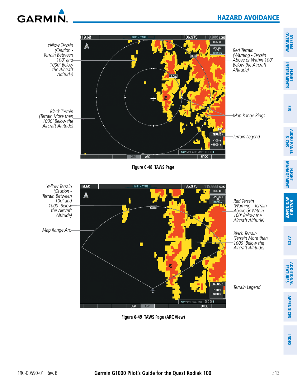 Hazard avoidance | Garmin G1000 Quest Kodiak User Manual | Page 325 / 476