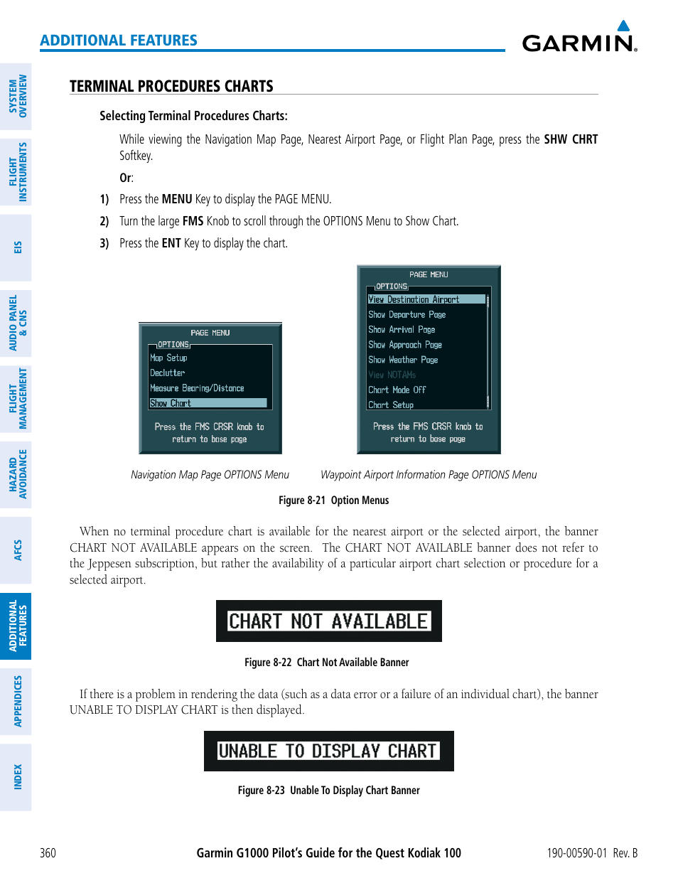 Terminal procedures charts, Additional features | Garmin G1000 Quest Kodiak User Manual | Page 372 / 476