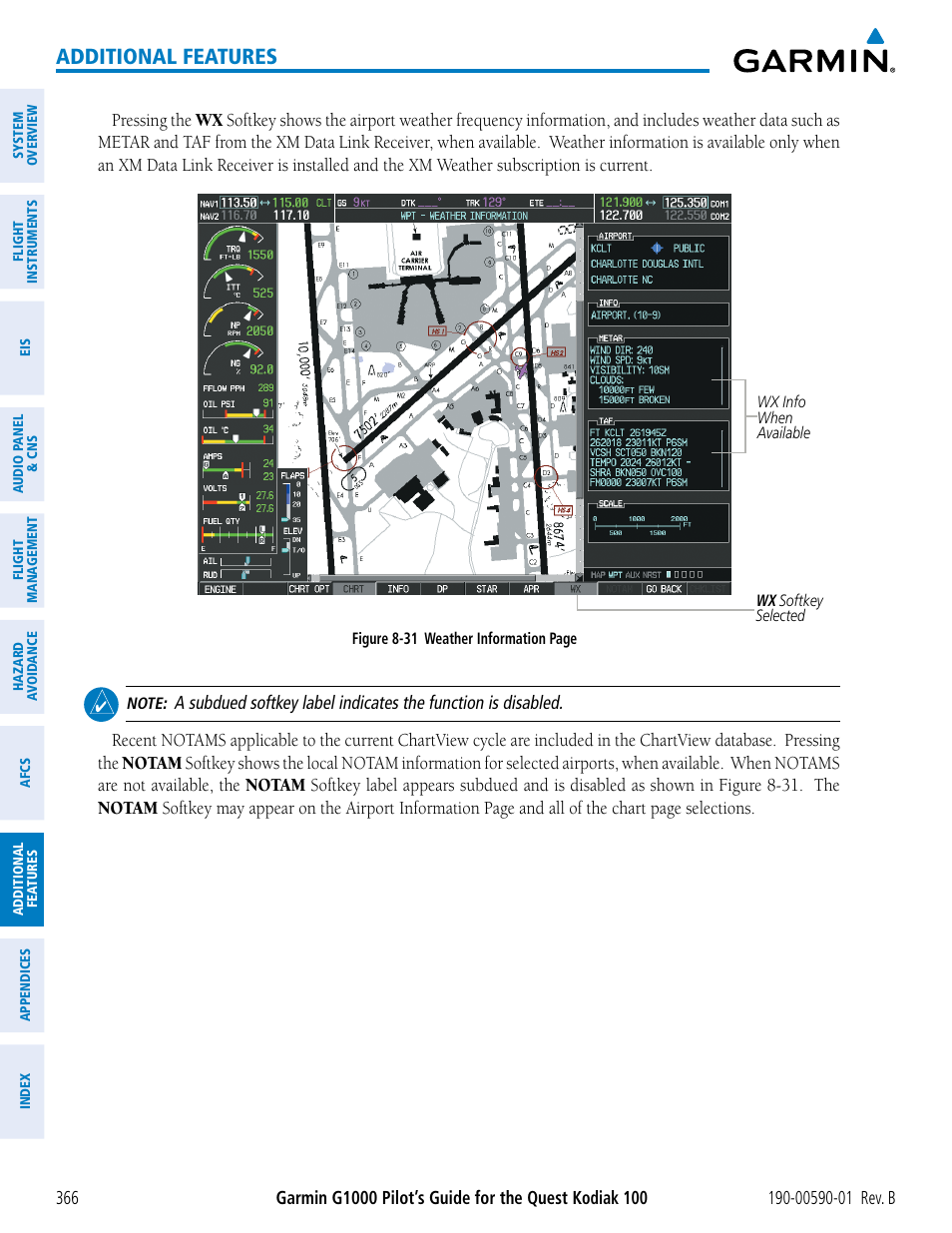 Additional features | Garmin G1000 Quest Kodiak User Manual | Page 378 / 476