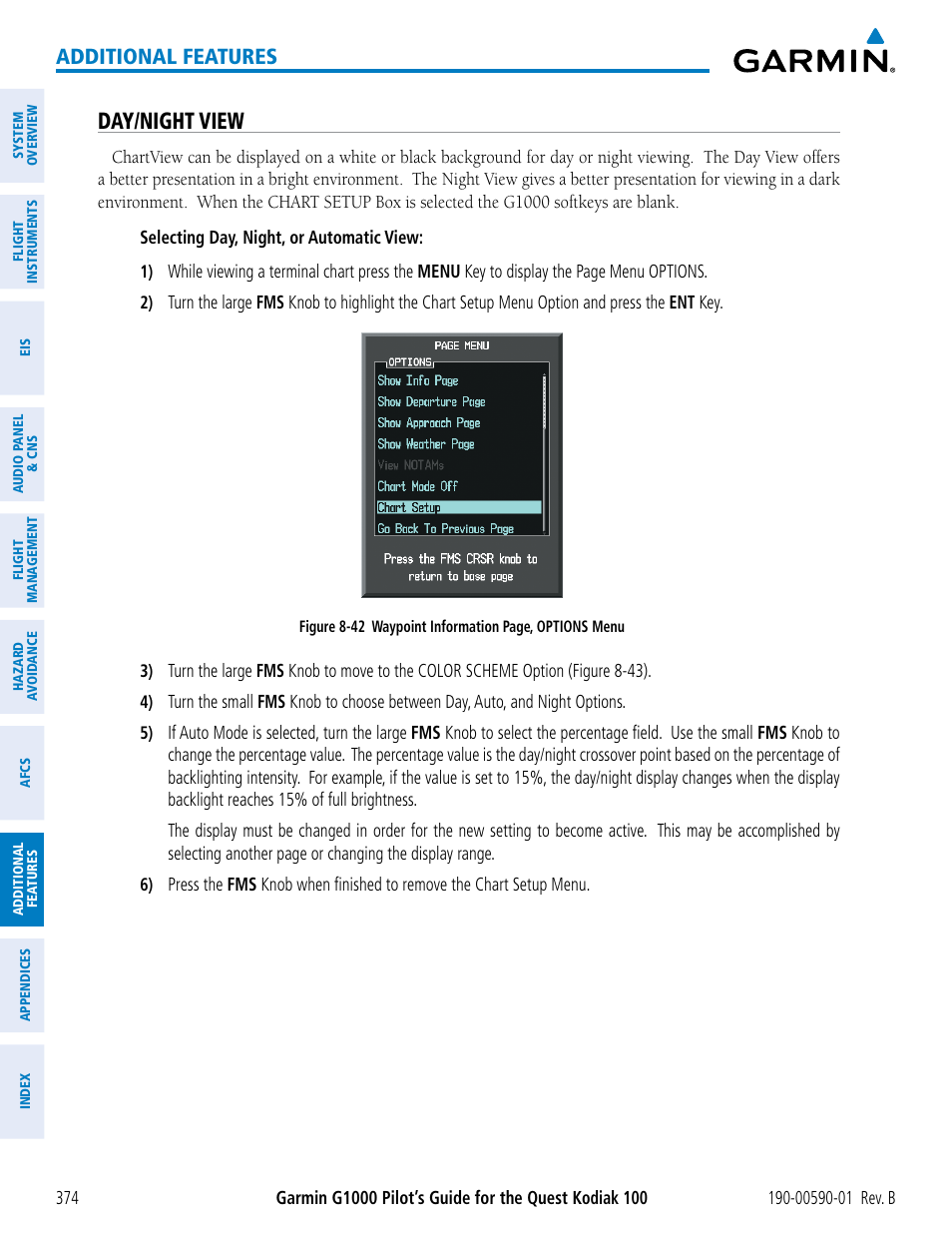 Day/night view, Additional features | Garmin G1000 Quest Kodiak User Manual | Page 386 / 476