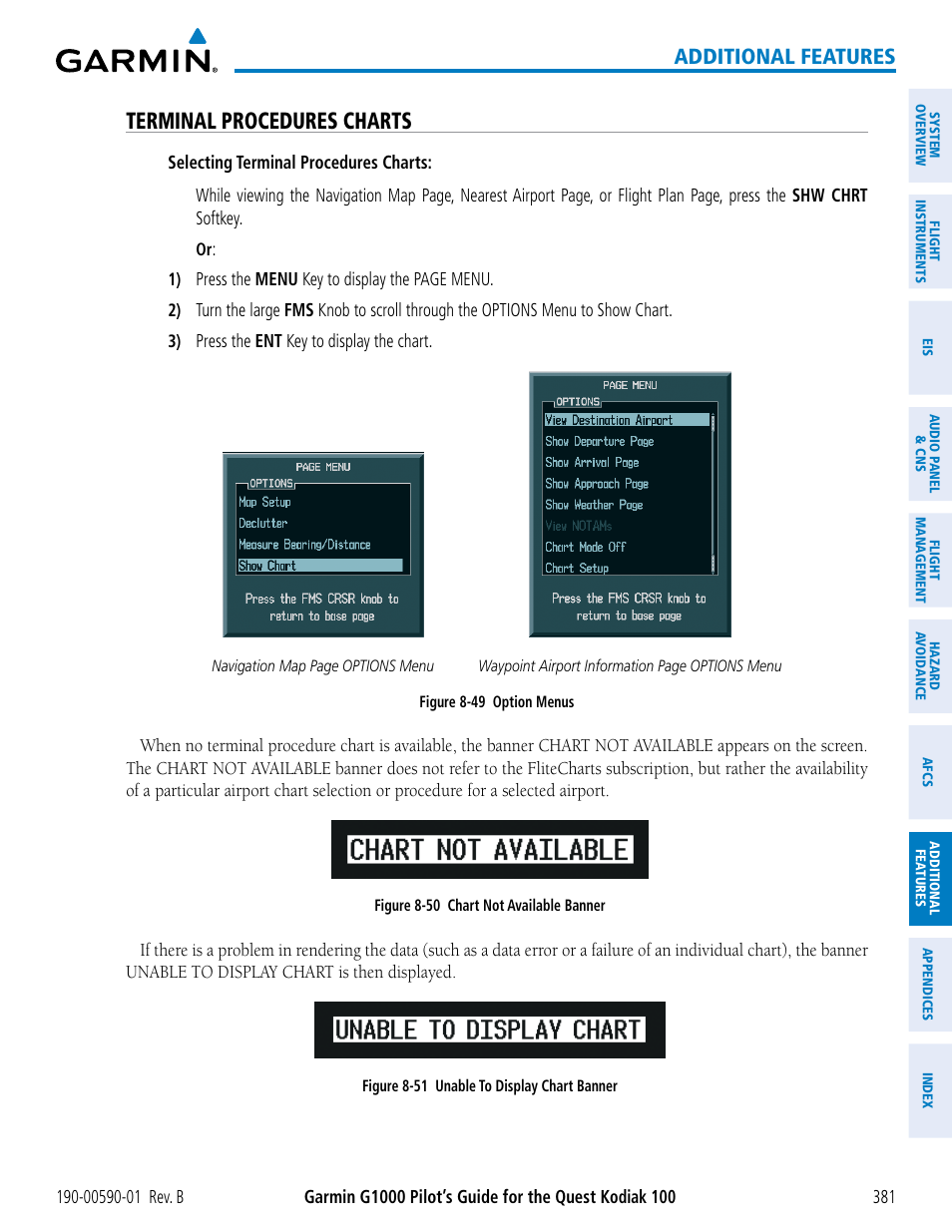 Terminal procedures charts, Additional features | Garmin G1000 Quest Kodiak User Manual | Page 393 / 476