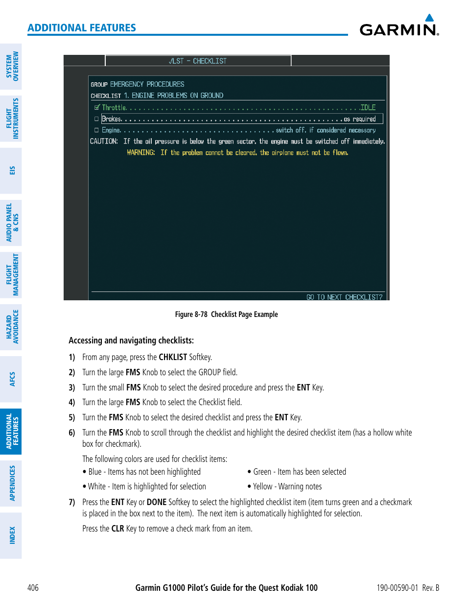 Additional features | Garmin G1000 Quest Kodiak User Manual | Page 418 / 476