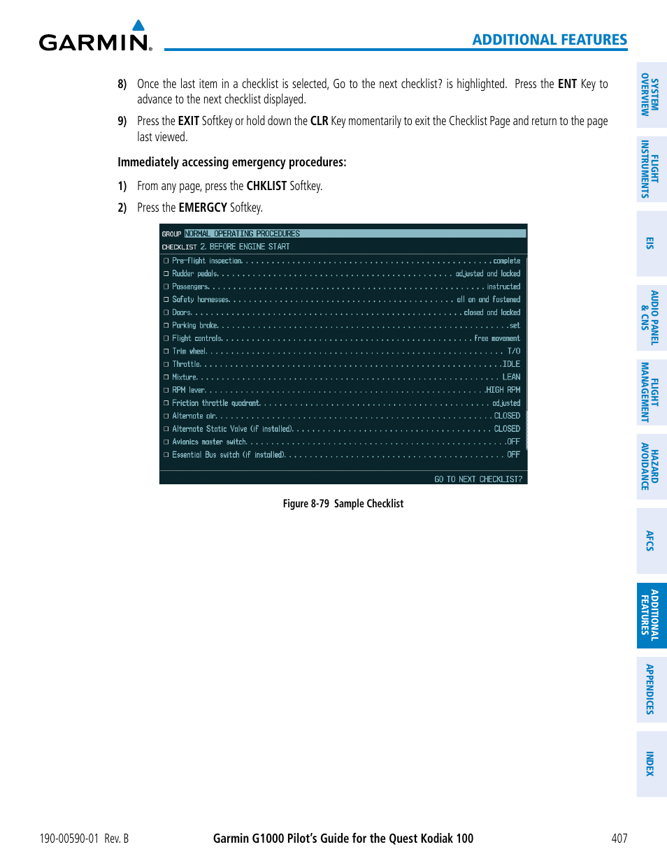 Additional features | Garmin G1000 Quest Kodiak User Manual | Page 419 / 476