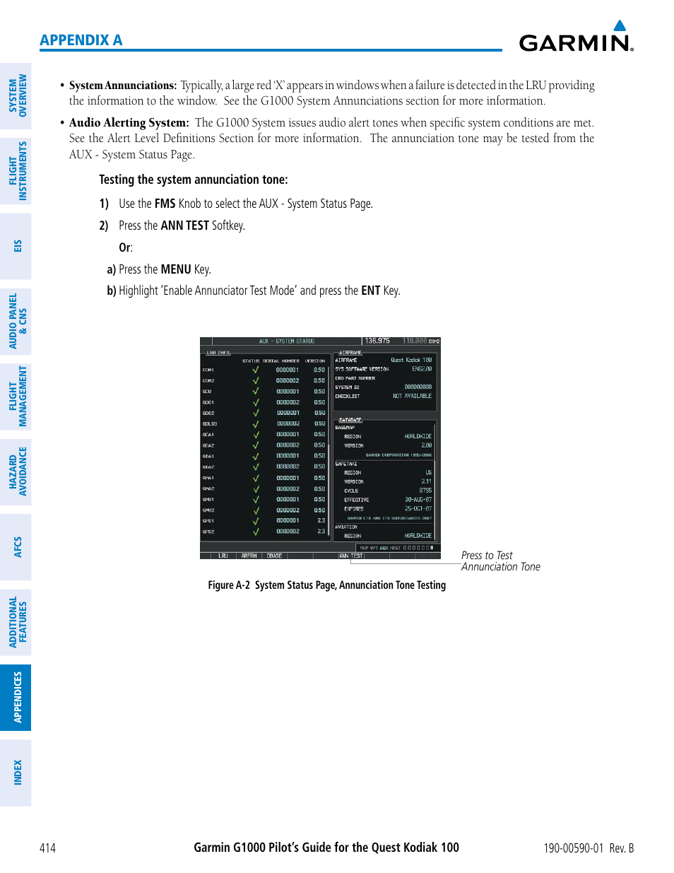 Appendix a | Garmin G1000 Quest Kodiak User Manual | Page 426 / 476