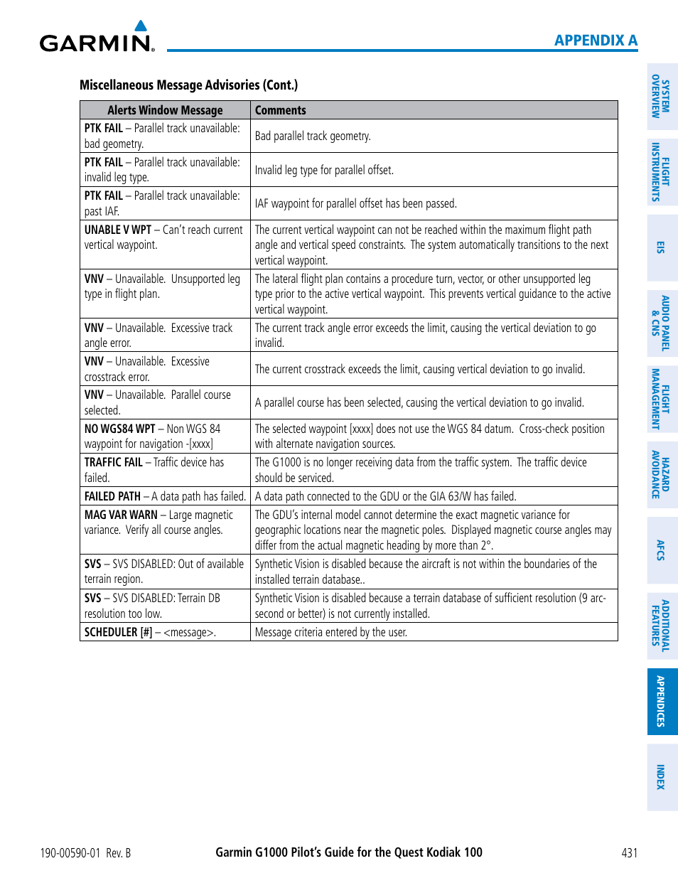 Appendix a | Garmin G1000 Quest Kodiak User Manual | Page 443 / 476