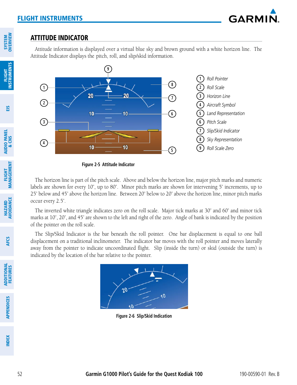 Attitude indicator, Flight instruments | Garmin G1000 Quest Kodiak User Manual | Page 64 / 476