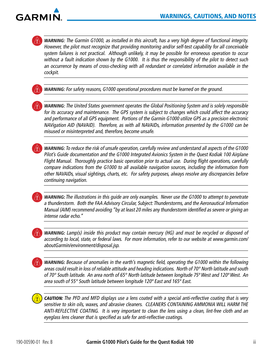 Garmin G1000 Quest Kodiak User Manual | Page 7 / 476
