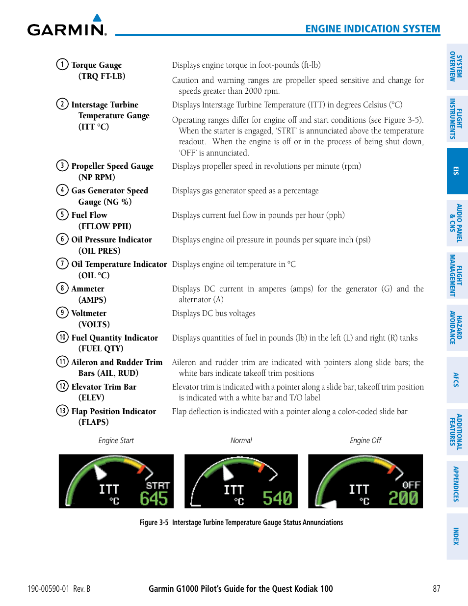 Engine indication system | Garmin G1000 Quest Kodiak User Manual | Page 99 / 476